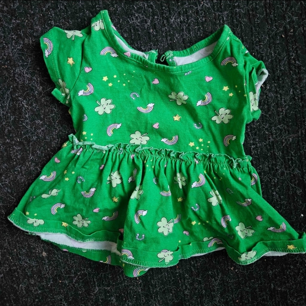 0-3m George Green Saint Patrick's Day Peplum Shirt